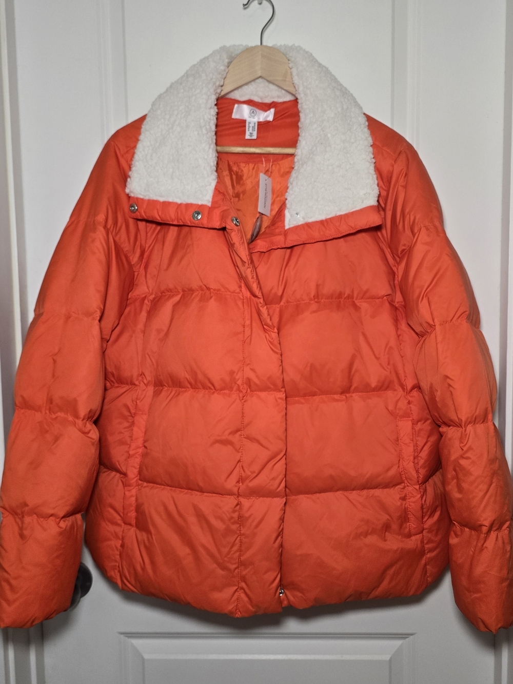 NWT Orange Puffer Jacket with White Sherpa Collar - Addition Elle 2X